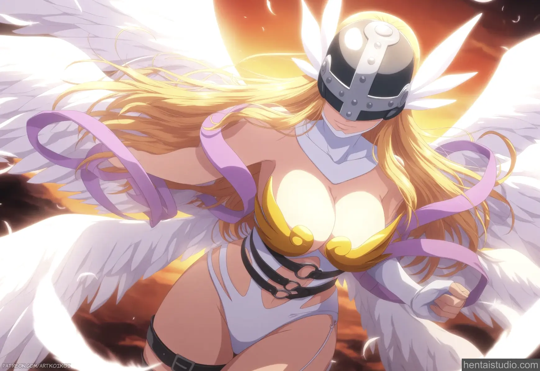 Angewomon from Digimon hentai art 1 of 9
