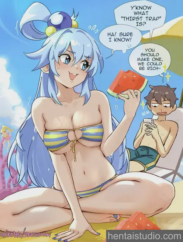 Aqua from Konosuba God's Blessing On This Wonderful World hentai art 1 of 7