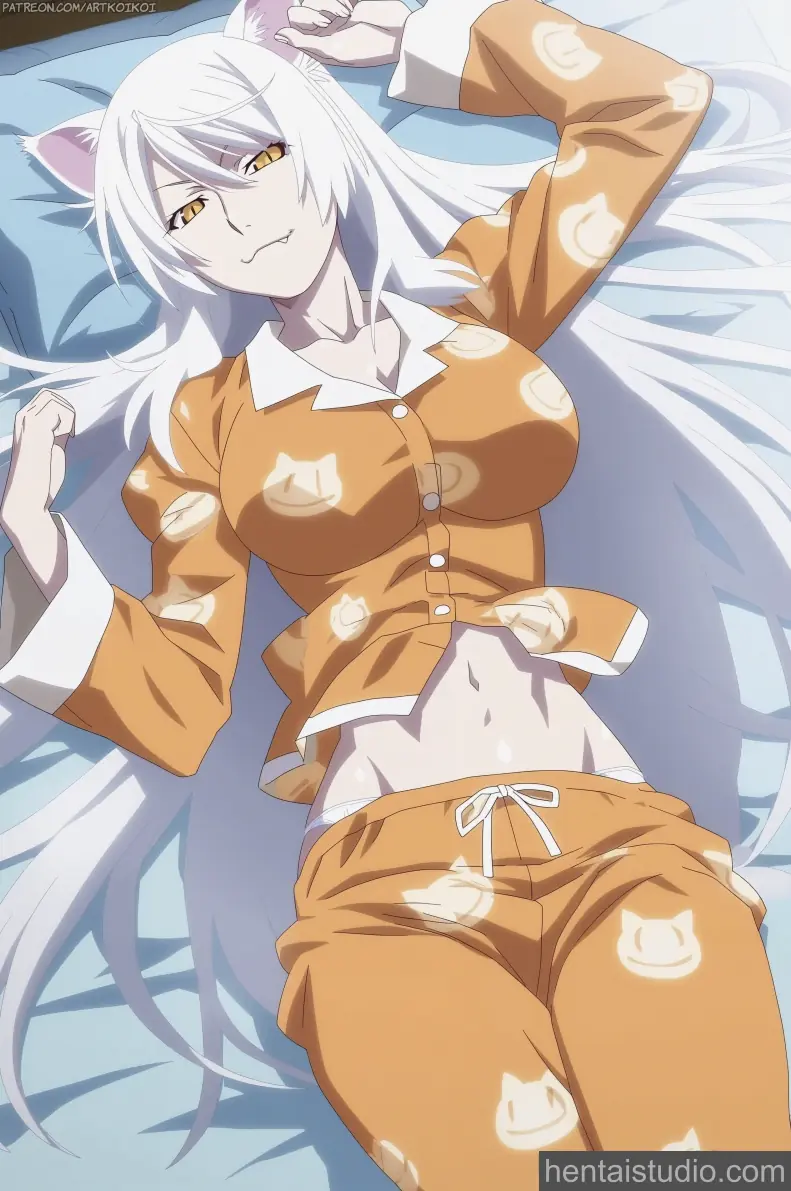 Black Hanekawa | Nekomonogatari – hentai anime character, Black Hanekawa, Nekomonogatari, White Hair, Creampie, Big Tits