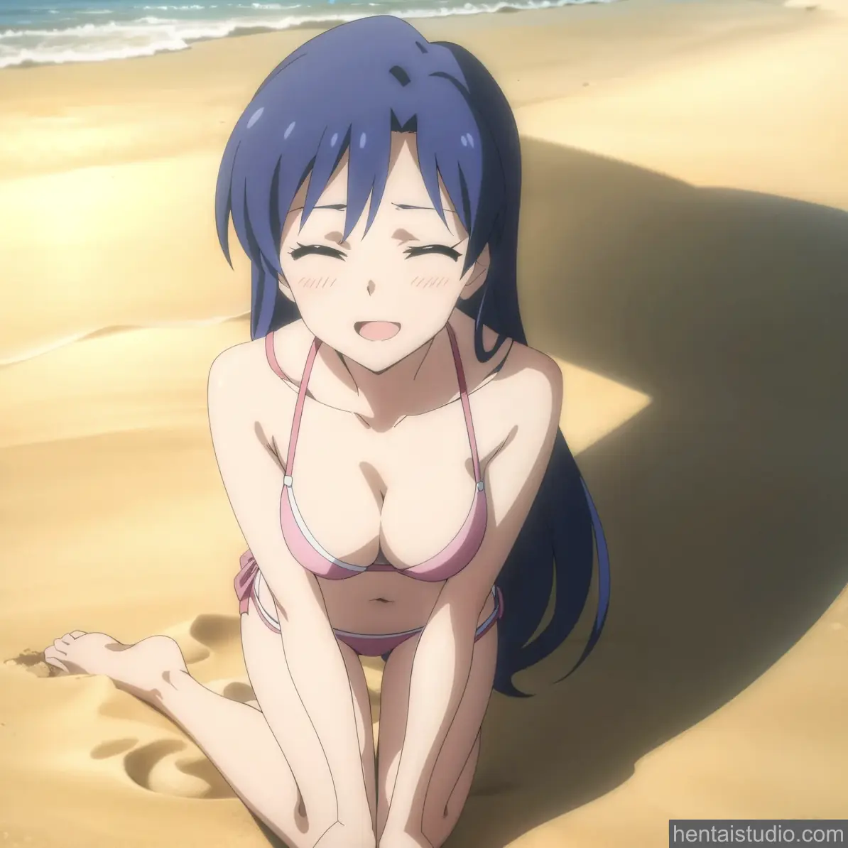 Chihaya Kisaragi | The Idolmaster – hentai anime character, Chihaya Kisaragi, The Idolmaster, Lingerie, Cute, Beach, Bikini, Long Hair, Skirt, Creampie
