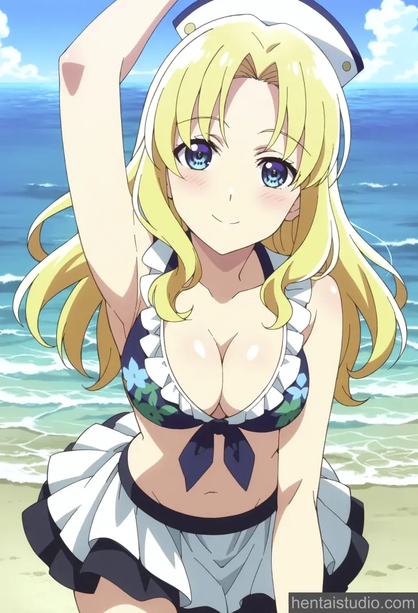 Cosette | Seirei Gensouki: Spirit Chronicles – hentai anime character, Cosette, Seirei Gensouki: Spirit Chronicles, Blonde, Beach, Bikini, Pussy