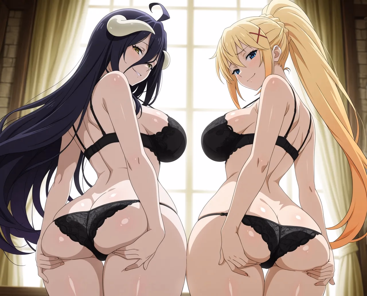 Darkness - KonoSuba: God's Blessing on This Wonderful World! (Kono Subarashii Sekai ni Shukufuku wo!) x Albedo - Overlord - Hentai Gallery - 27 Images — image 1 of 27