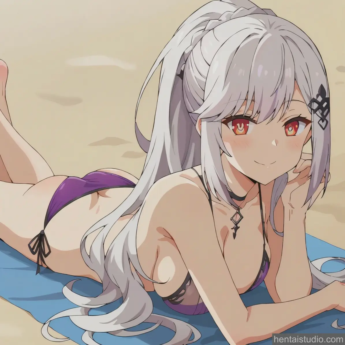 Dunkerque | Azur Lane – hentai anime character, Dunkerque, Azur Lane, White Hair, Bikini, Creampie