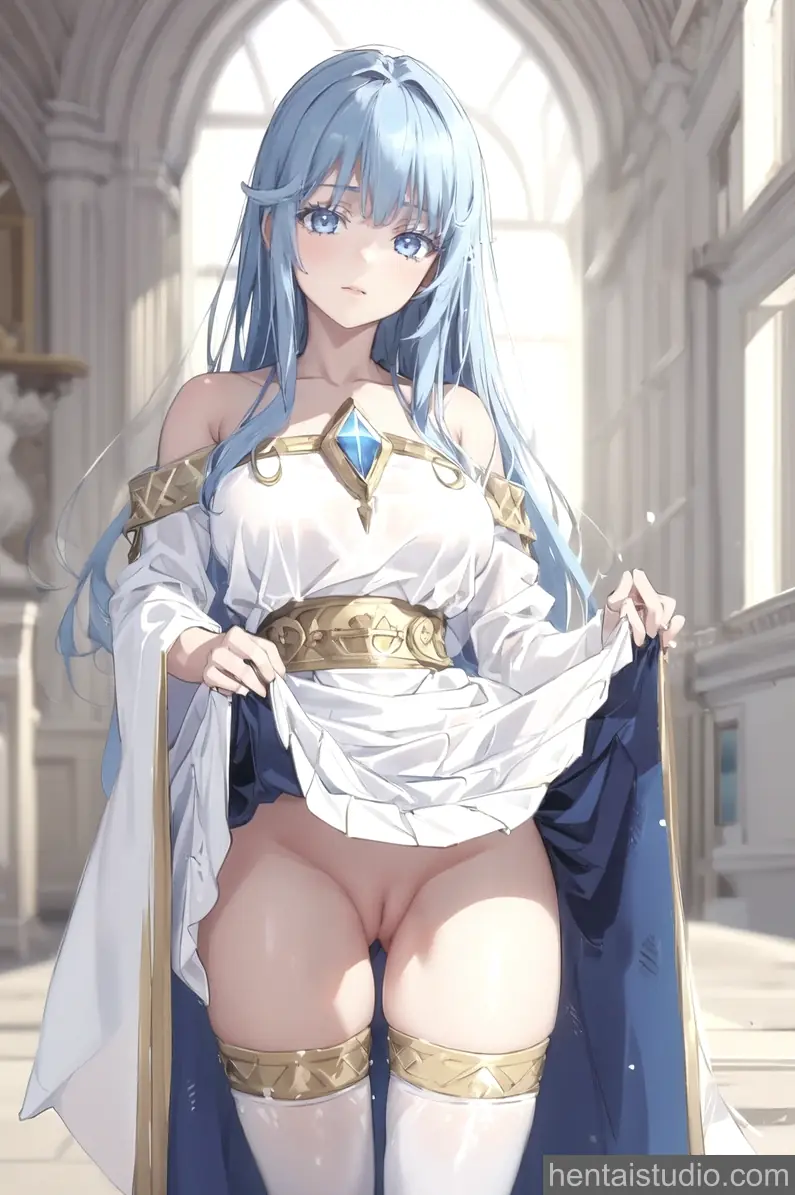 Elfaria Albis Serfort | Wistoria: Wand And Sword - Fanart – hentai anime character, Elfaria Albis Serfort, Wistoria: Wand And Sword, Tsue To Tsurugi No Wistoria, Blue Hair, Blue Eyes, Goddess, Thighs, Pussy, Big Tits