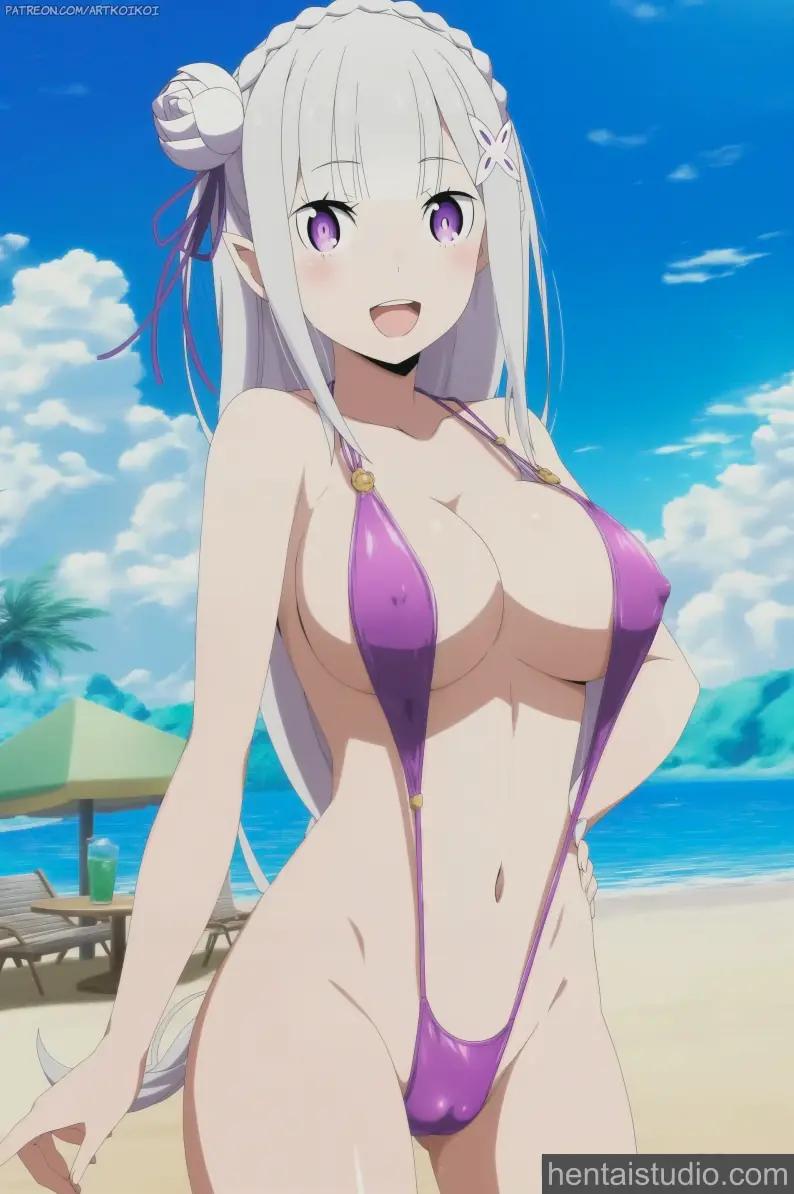 Emilia from Re Zero Starting Life In Another World hentai art 1 of 4