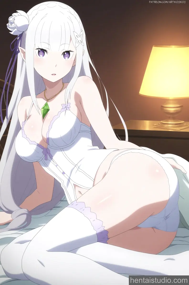 Emilia from Re Zero Starting Life in Another World hentai art 2 of 14