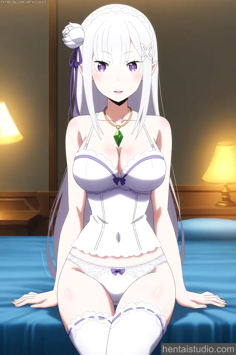 Emilia from Re Zero Starting Life in Another World hentai art 3 of 14