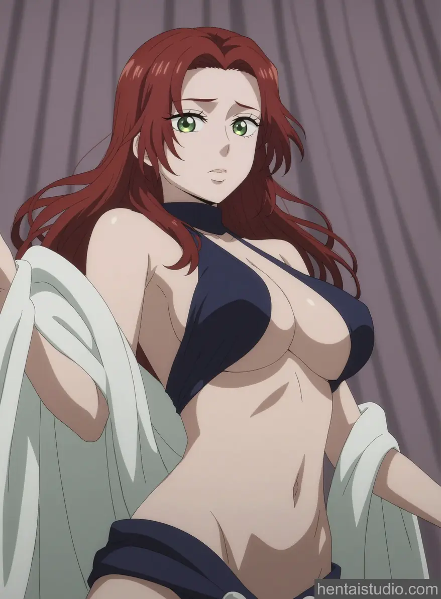 Esche | No Longer Allowed In Another World – hentai anime character, Esche, No Longer Allowed In Another World, Isekai Shikkaku, Red Hair, Green Eyes, Panties, Skirt, Glasses, Creampie, Pussy