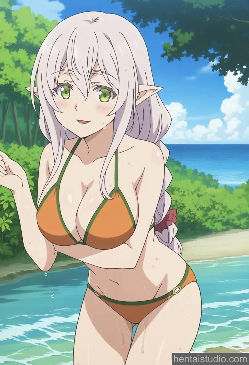 Glenys | Skeleton Knight In Another World – hentai anime character, Glenys, Skeleton Knight In Another World, Gaikotsu Kishi Sama, Elf, Bikini, Pussy, Butthole