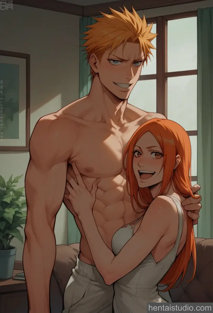 Ichigo Kurosaki Orihime Inoue from Bleach hentai art 12 of 44
