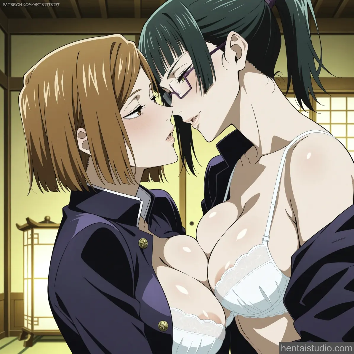 Kugisaki Nobara Maki Zenin from Jujutsu Kaisen hentai art 9 of 11