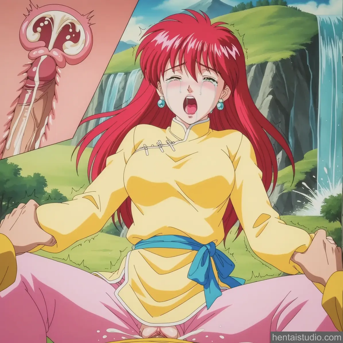 Mei Li Zhou | Chuuka Ichiban – hentai anime character, Mei Li Zhou, Chuuka Ichiban, Red Hair, Pussy, Creampie, Double Penetration, Pregnant