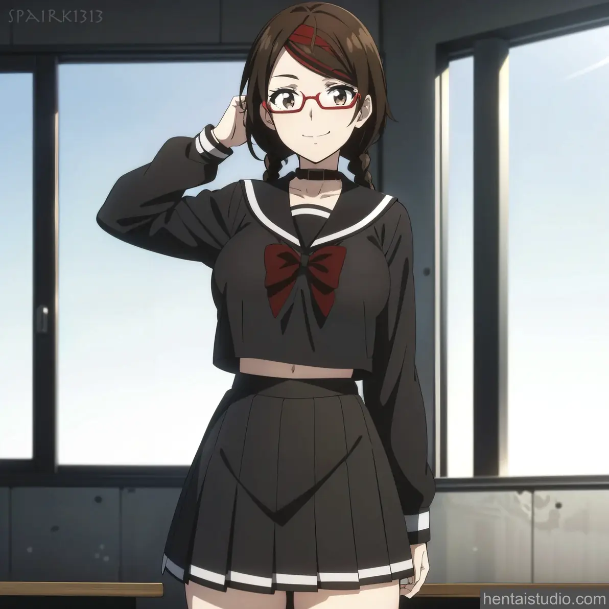Misaki Sakimiya | Dead Mount Death Play – hentai anime character, Misaki Sakimiya, Dead Mount Death Play, Brunette, Glasses, Lingerie