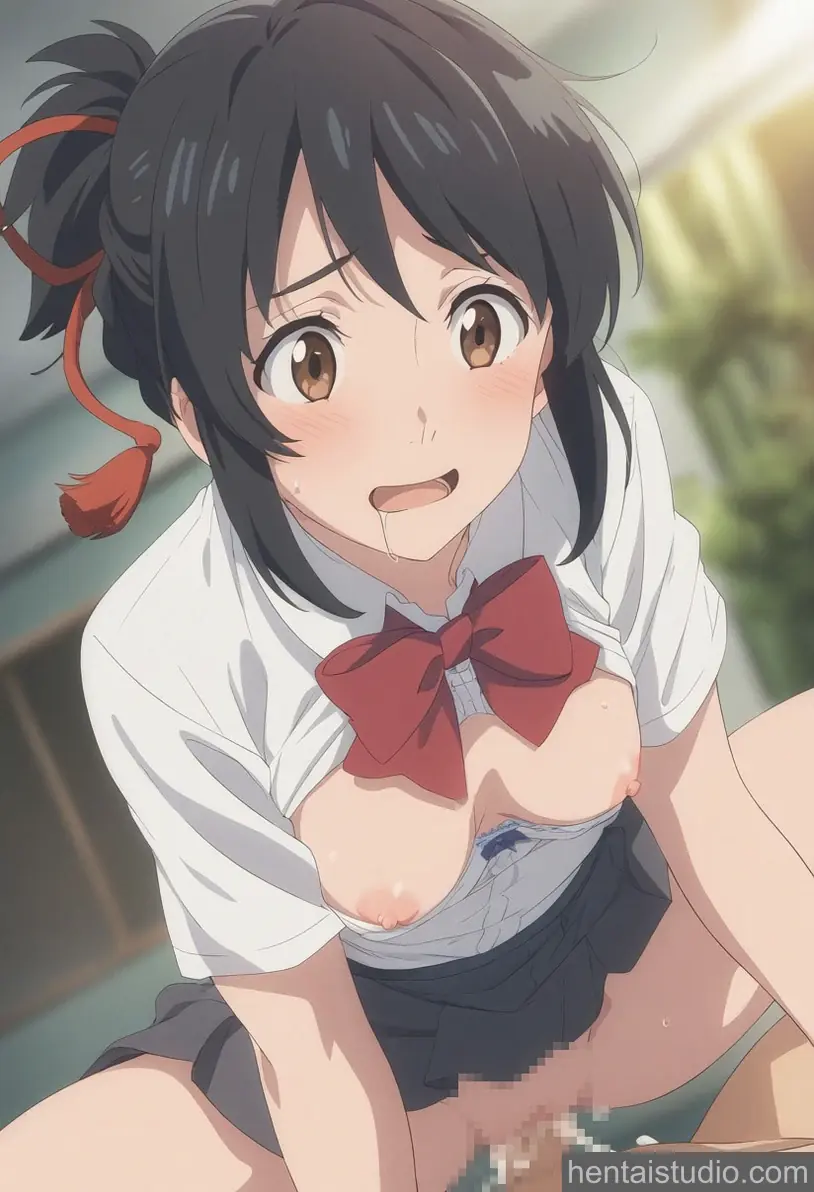 Mitsuha Miyamizu from Your Name hentai art 5 of 9