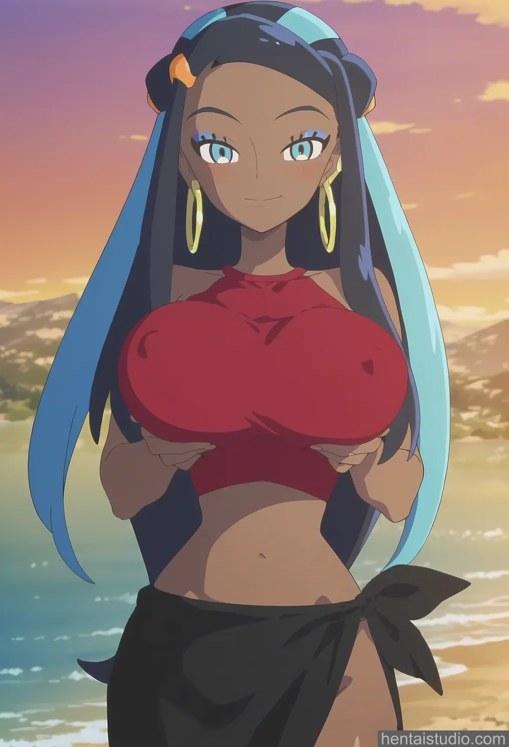 Nessa from Pokemon hentai art 10 of 50