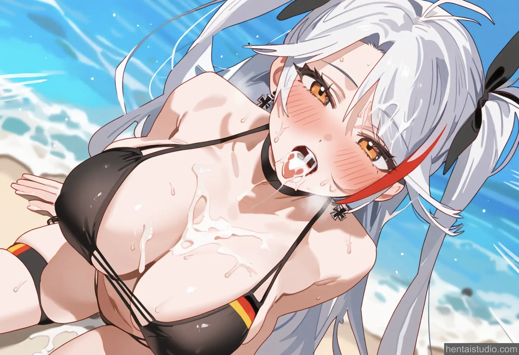 Prinz Eugen | Azur Lane – hentai anime character, Prinz Eugen, Azur Lane, Bikini, Beach, Creampie, Doggystyle, Blowjob