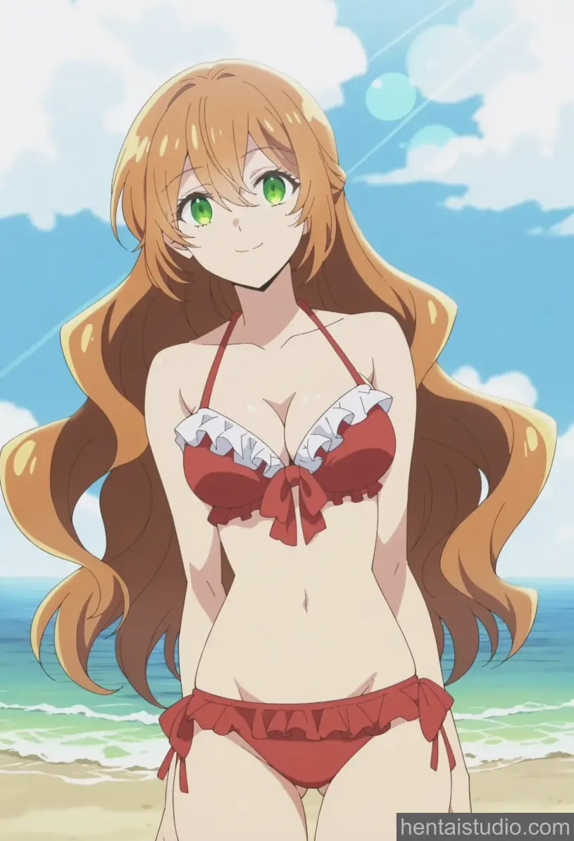 Raeliana Mcmillan | Why Raeliana Ended Up At The Duke's Mansion – hentai anime character, Raeliana Mcmillan, Why Raeliana Ended Up At The Duke's Mansion, Park Eunha, Rinko Hanasaki, Kanojo Ga Koushakutei Ni Itta Riyuu, Bikini, Green Eyes, Facial, Footjob