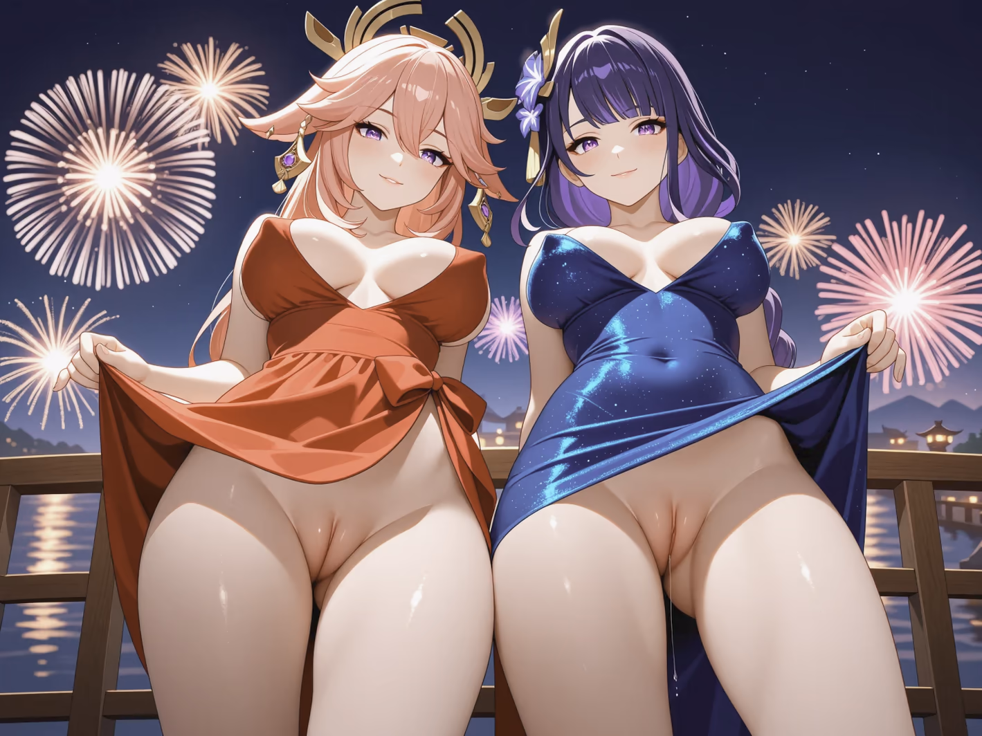 Raiden Shogun x Yae Miko - Genshin Impact - Hentai Gallery 3 - 30 Images — image 1 of 30