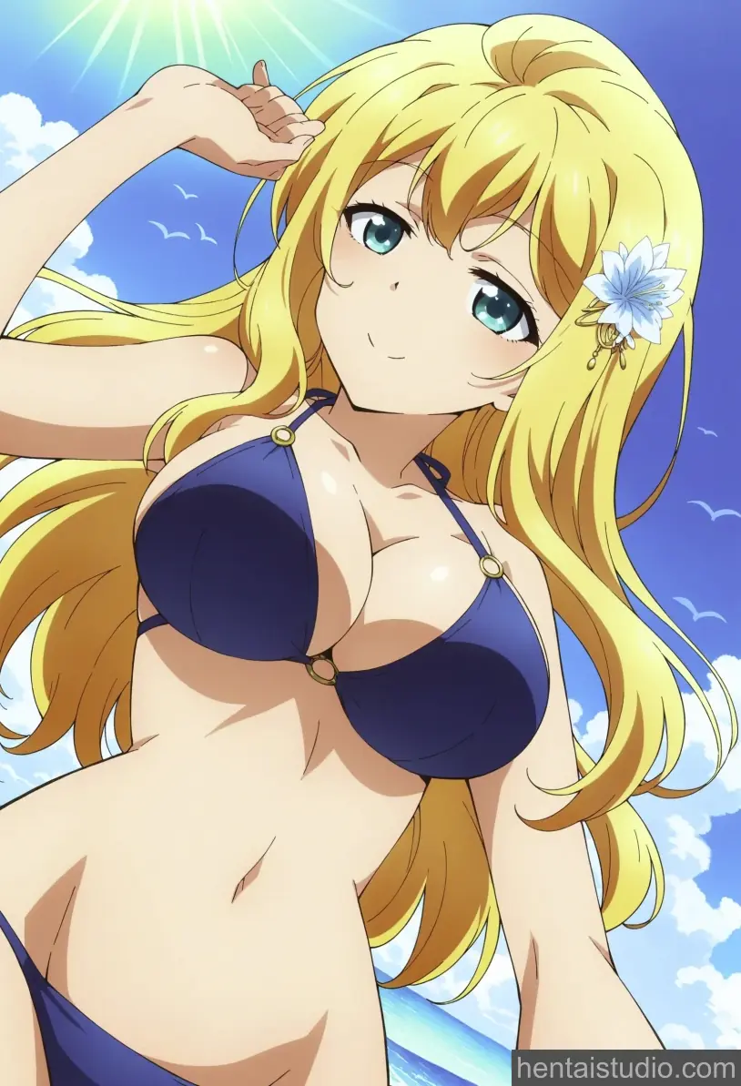 Reiko Arisugawa | Shomin Sample: Get's Shomin Sample – hentai anime character, Reiko Arisugawa, Shomin Sample: Get's Shomin Sample, Ore Ga Ojousama Gakkou Ni Shomin Sample Toshite Gets Sareta Ken, Blonde, Bikini, Panties, Creampie, Cumshot, Facial, Big Tits