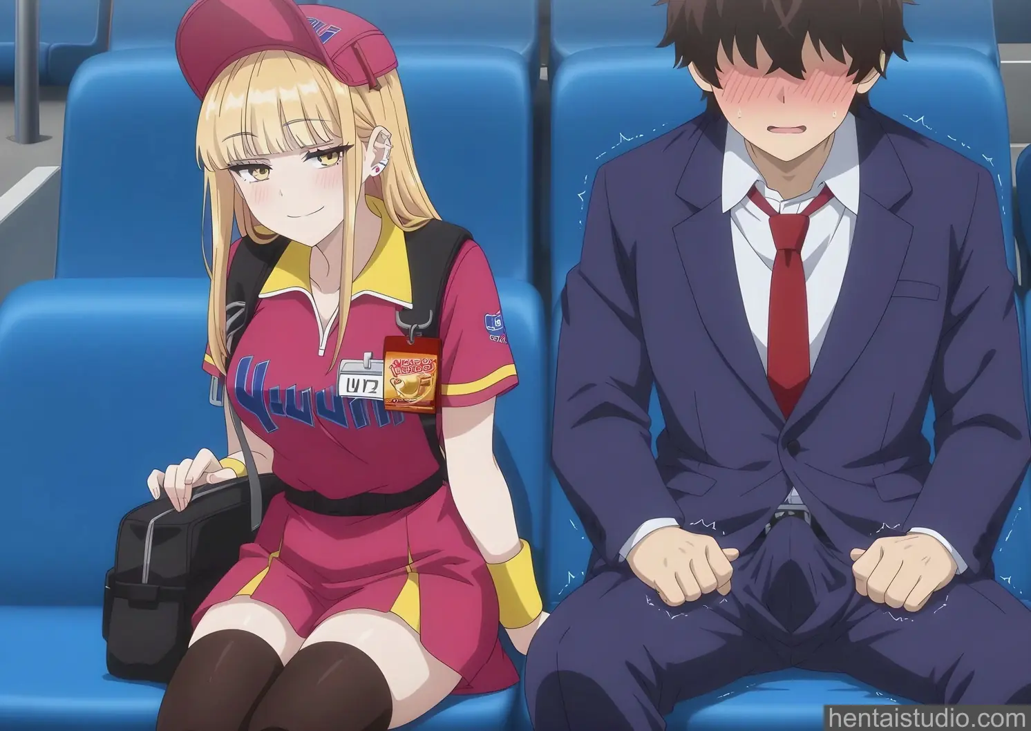 Ruriko | Catch Me At The Ballpark – hentai anime character, Ruriko, Catch Me At The Ballpark, Blonde, Ballpark De Tsukamaete, Blowjob, Handjob