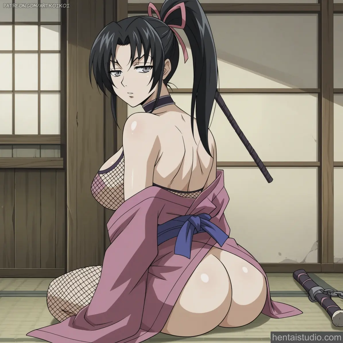 Shigure Kousaka | Kenichi: The Mightiest Disciple – hentai anime character, Shigure Kousaka, Kenichi: The Mightiest Disciple, Shijou Saikyou No Deshi Kenichi, Long Hair, Ninja, Pussy, Big Ass, Creampie, Anal