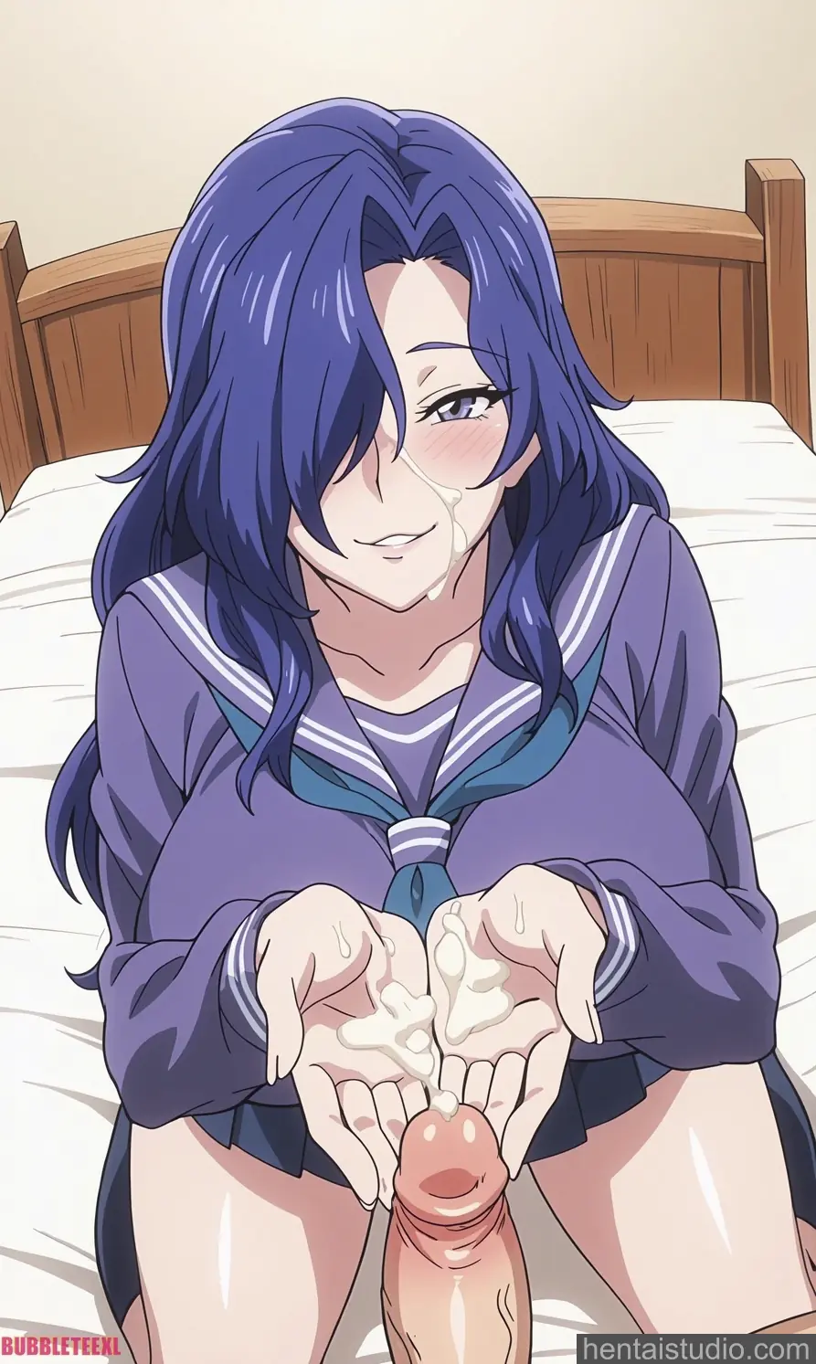 Unnamed Purple Girl from Yarimoku Beach Ni Shuugakuryokou De hentai art 30 of 34